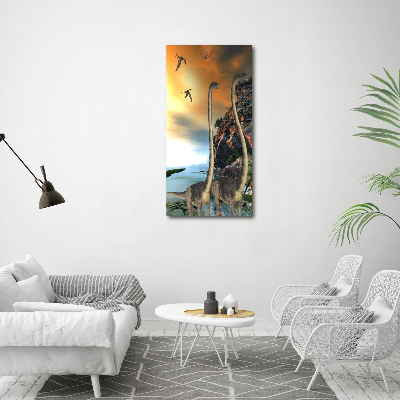 Verticaal canvasschilderij Dinosaurussen