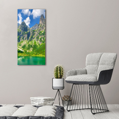 Verticaal canvasschilderij Meer in de bergen