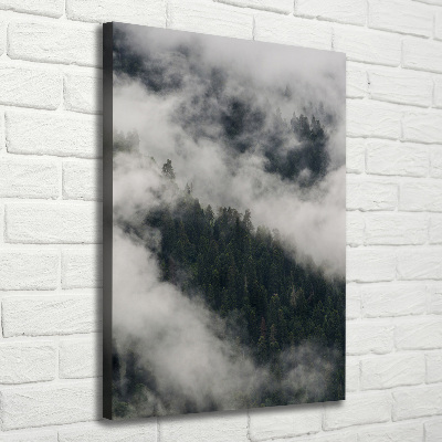 Verticaal schilderij op canvas Een wolk boven het bos