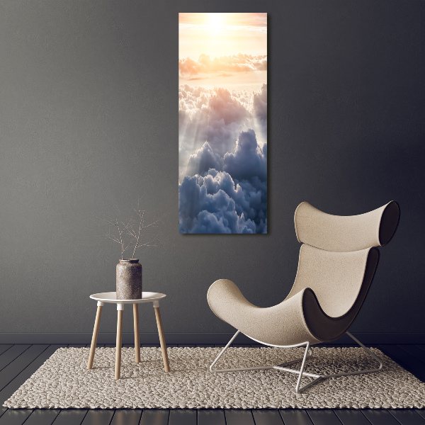Verticale foto op canvas Vliegen boven de wolken