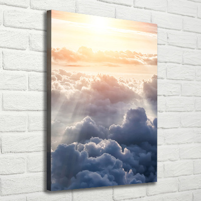 Verticale foto op canvas Vliegen boven de wolken