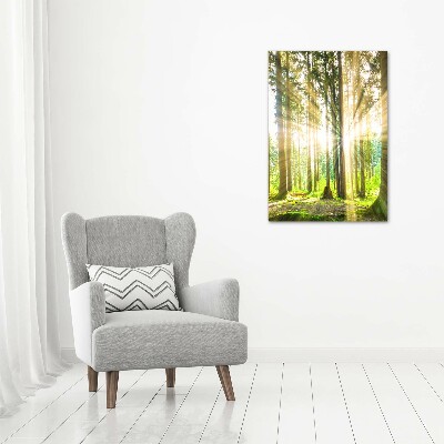 Verticale canvasfoto De zon in het bos
