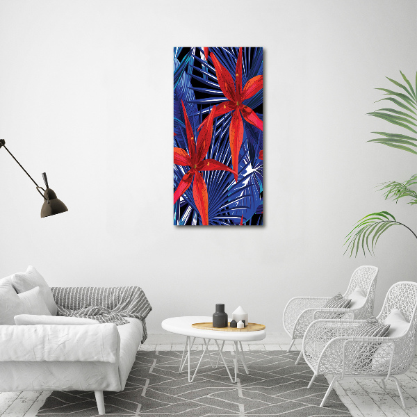 Verticaal schilderij op canvas Tropische bloemen