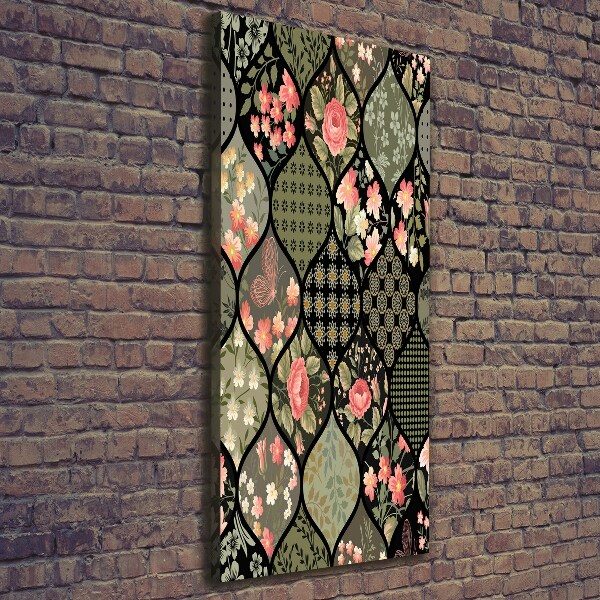 Verticaal schilderij op canvas Bloemenpatroon