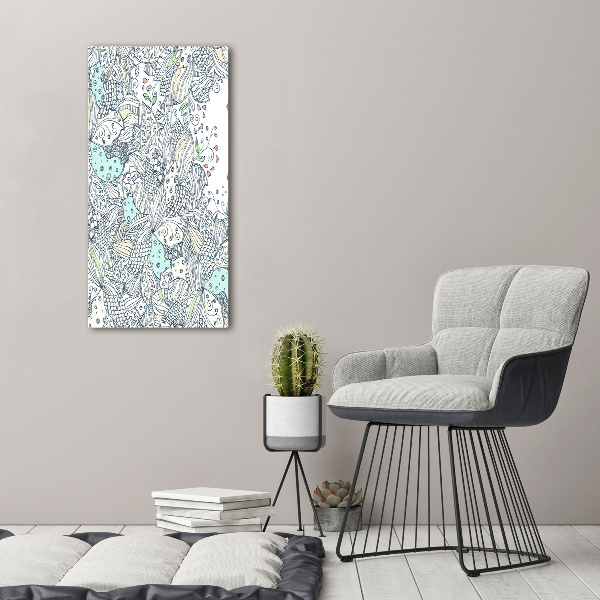 Verticale foto op canvas Bloemenpatroon