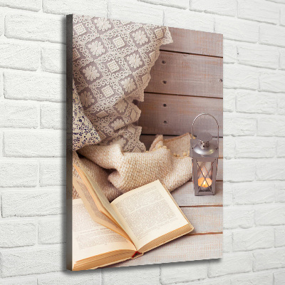 Verticale foto op canvas Ontspannen met een boek