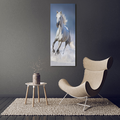Verticale canvasfoto Een wit paard in galop