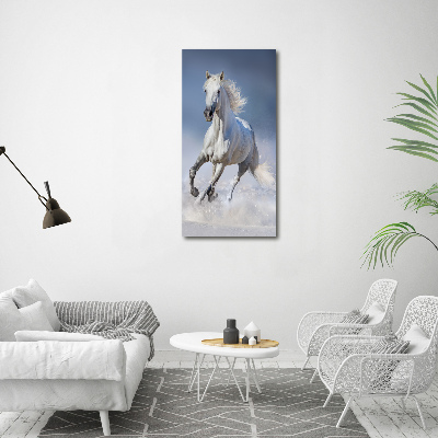 Verticale canvasfoto Een wit paard in galop