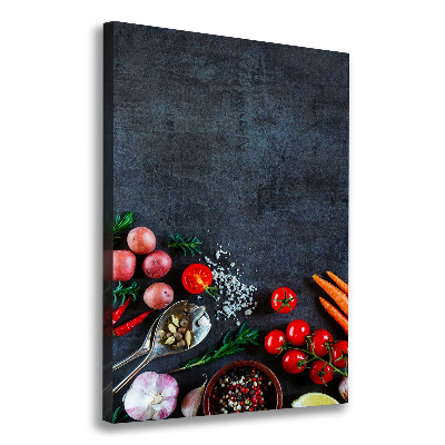 Verticaal canvasschilderij Groenten en kruiden