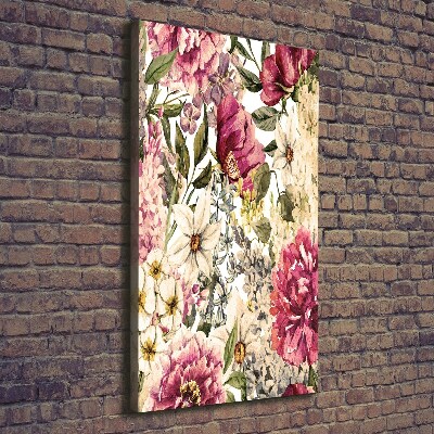 Verticaal canvasschilderij Bloemenpatroon