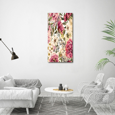 Verticaal canvasschilderij Bloemenpatroon