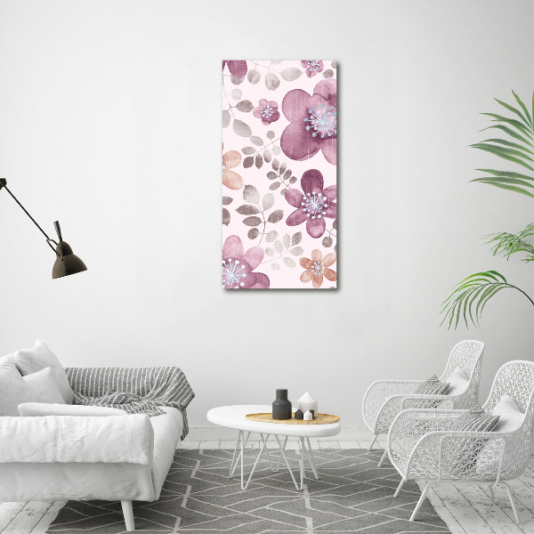 Verticaal schilderij op canvas Bloemenpatroon