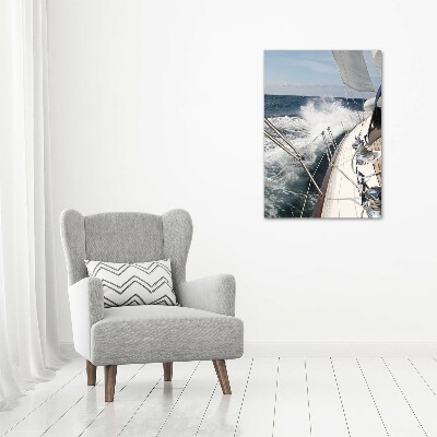 Verticale foto op canvas Een jacht op zee