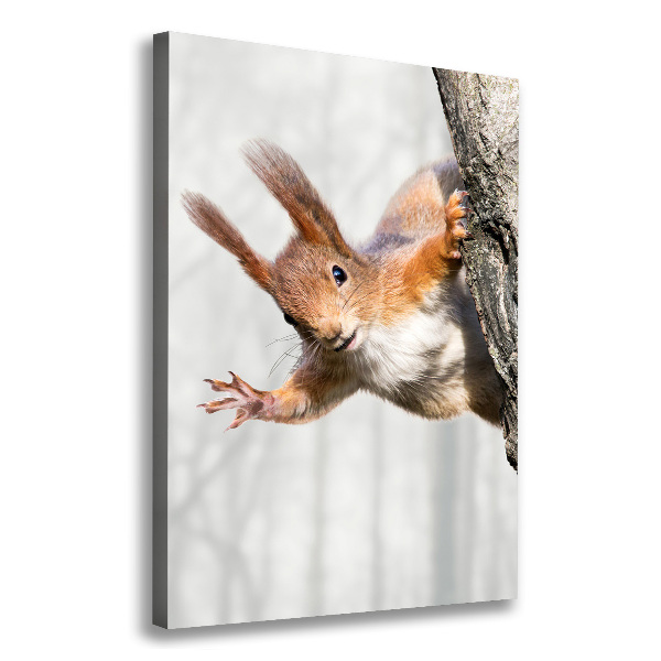 Verticaal canvasschilderij Eekhoorn in een boom
