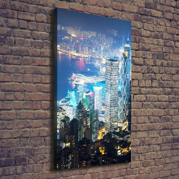 Verticale foto op canvas Hong Kong 's nachts