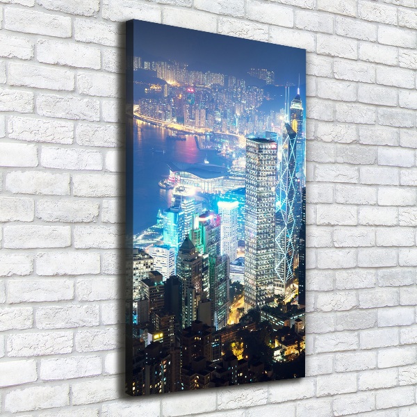 Verticale foto op canvas Hong Kong 's nachts