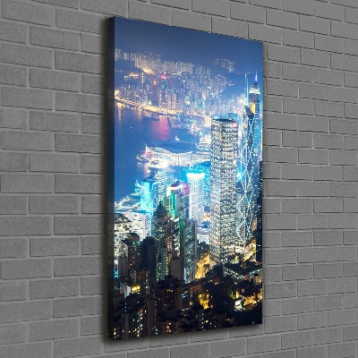 Verticale foto op canvas Hong Kong 's nachts