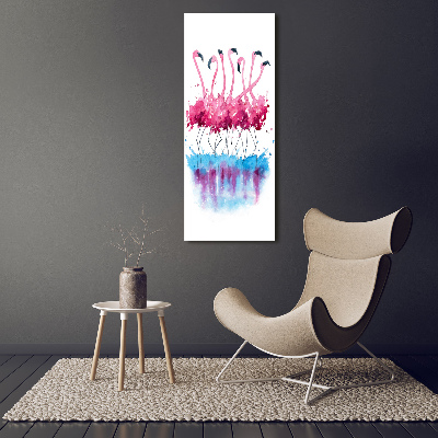 Verticaal canvasschilderij Flamingo's