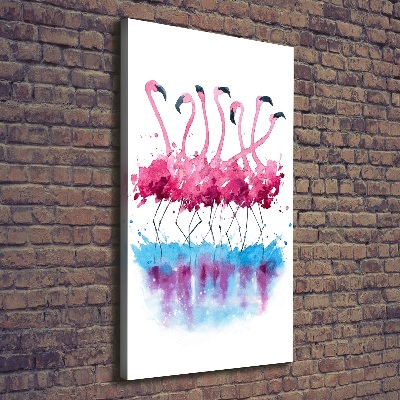 Verticaal canvasschilderij Flamingo's