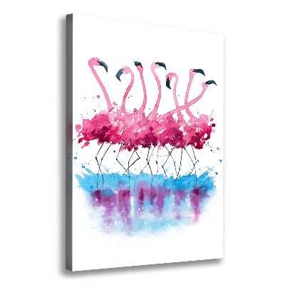 Verticaal canvasschilderij Flamingo's