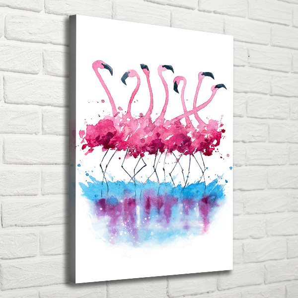 Verticaal canvasschilderij Flamingo's