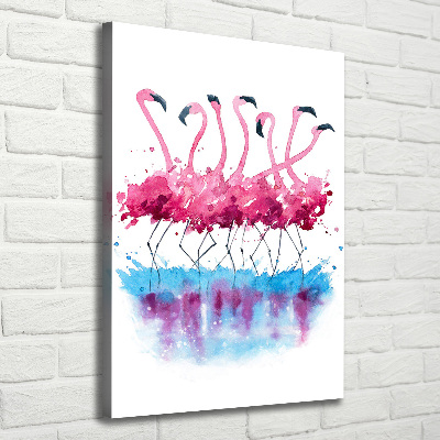 Verticaal canvasschilderij Flamingo's