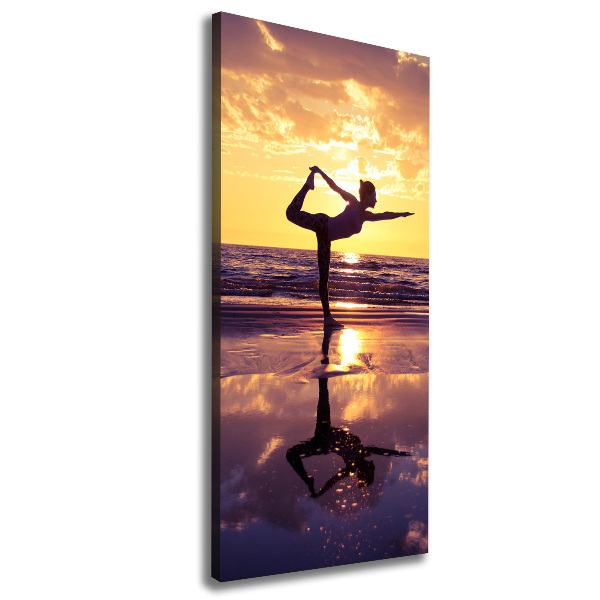 Verticaal schilderij op canvas Yoga op het strand