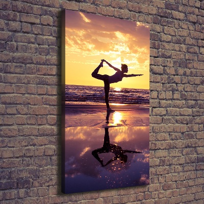 Verticaal schilderij op canvas Yoga op het strand