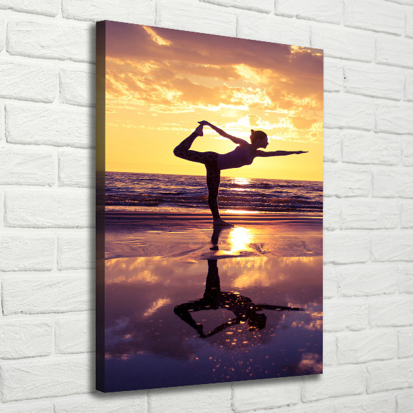 Verticaal schilderij op canvas Yoga op het strand