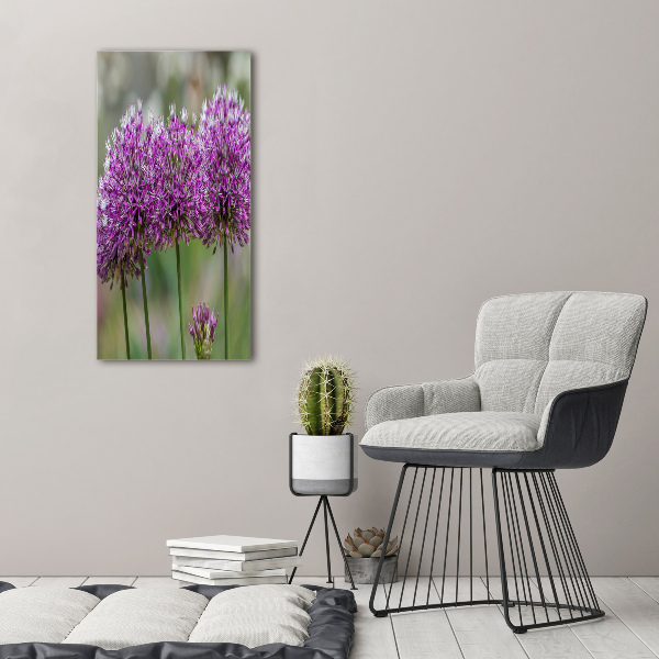 Verticaal schilderij op canvas Knoflookbloemen