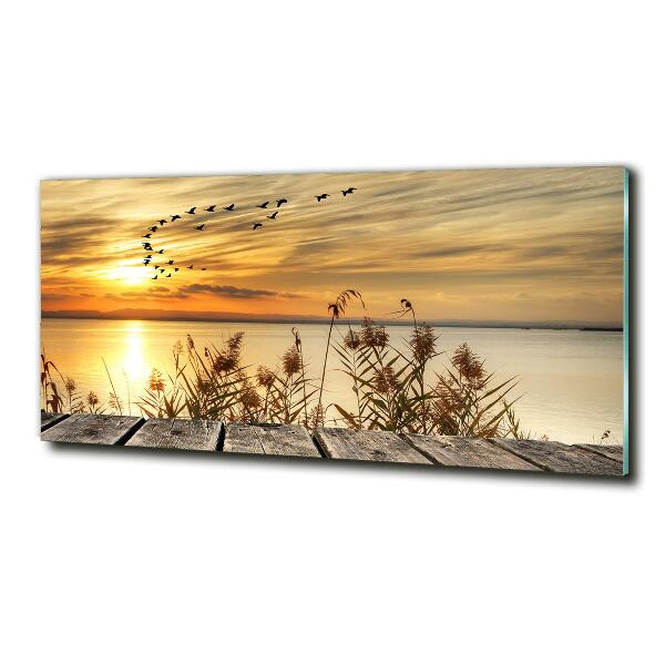 Glazen schilderij Steiger aan het meer