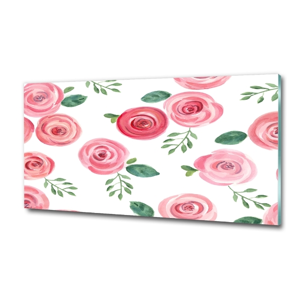 Schilderij glas Rozen