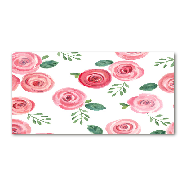 Schilderij glas Rozen