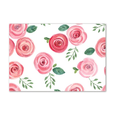 Schilderij glas Rozen