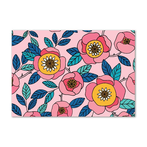 Foto schilderij op glas Roze bloemen