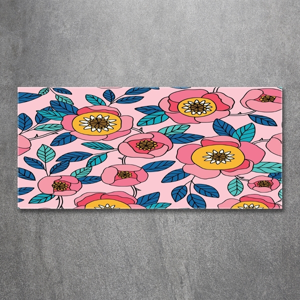 Foto schilderij op glas Roze bloemen