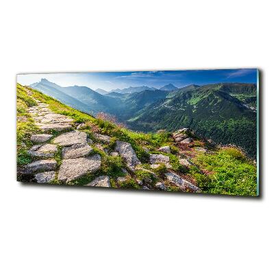 Schilderij op glas Zonsopgang in het Tatragebergte