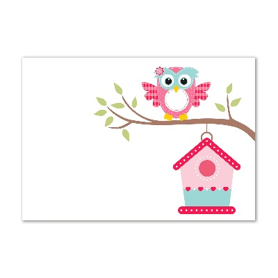 Schilderij op glas Uil op een tak