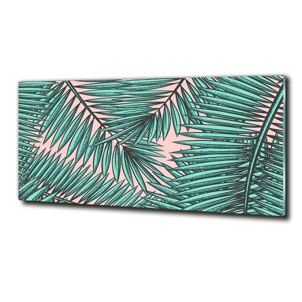 Schilderij glas Palmbladeren