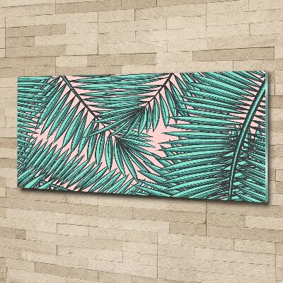 Schilderij glas Palmbladeren