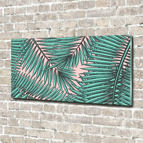 Schilderij glas Palmbladeren