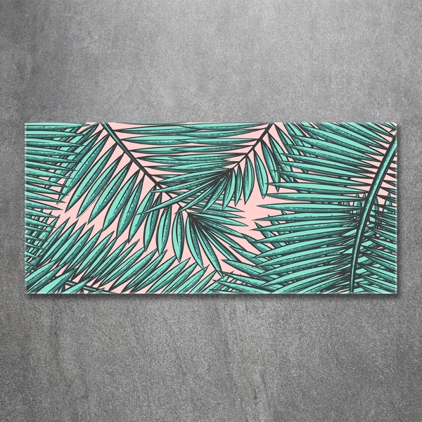 Schilderij glas Palmbladeren