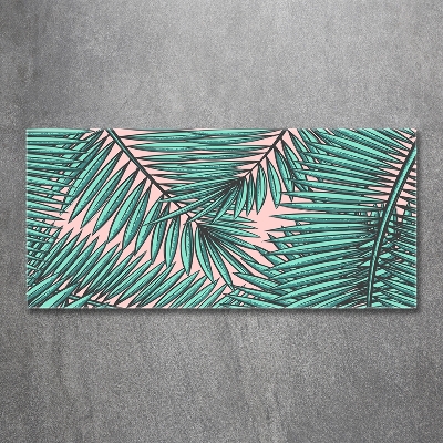 Schilderij glas Palmbladeren