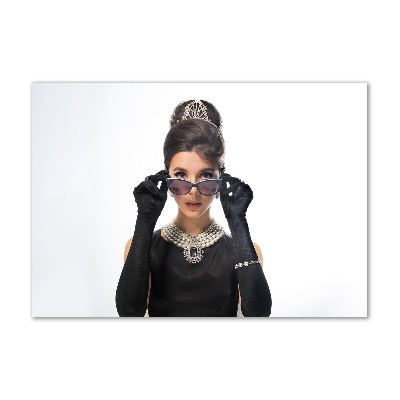 Foto schilderij op glas Vrouw met bril