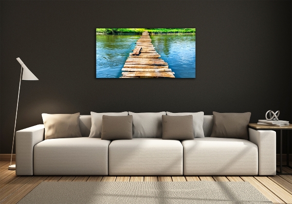 Foto schilderij op glas Houten brug