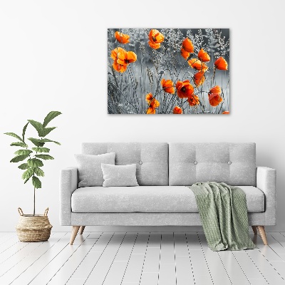 Schilderij glas Klaprozen