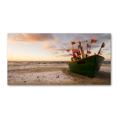 Foto schilderij op glas Vissersboot strand