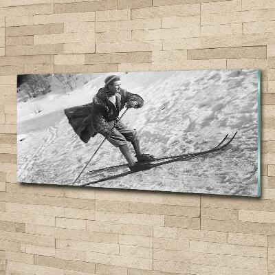 Schilderij glas Skiër