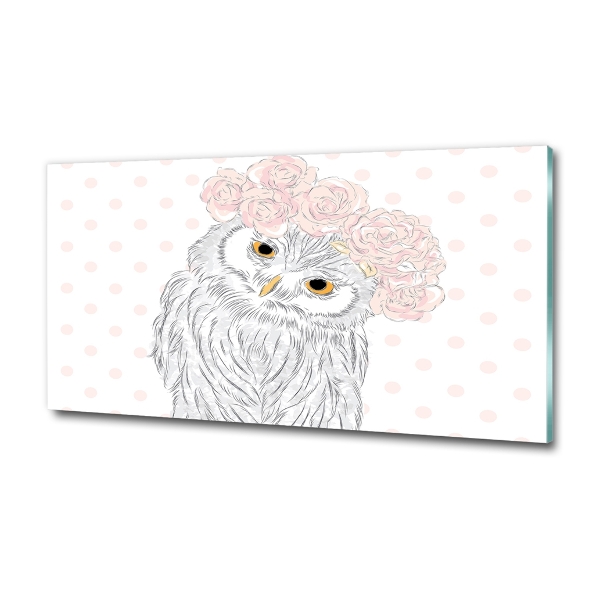 Glazen schilderij Uil in een krans