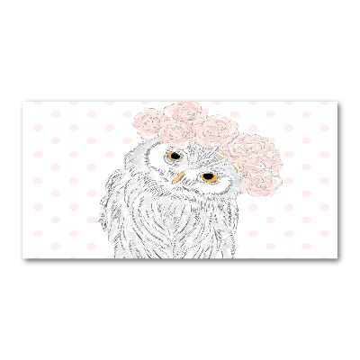 Glazen schilderij Uil in een krans